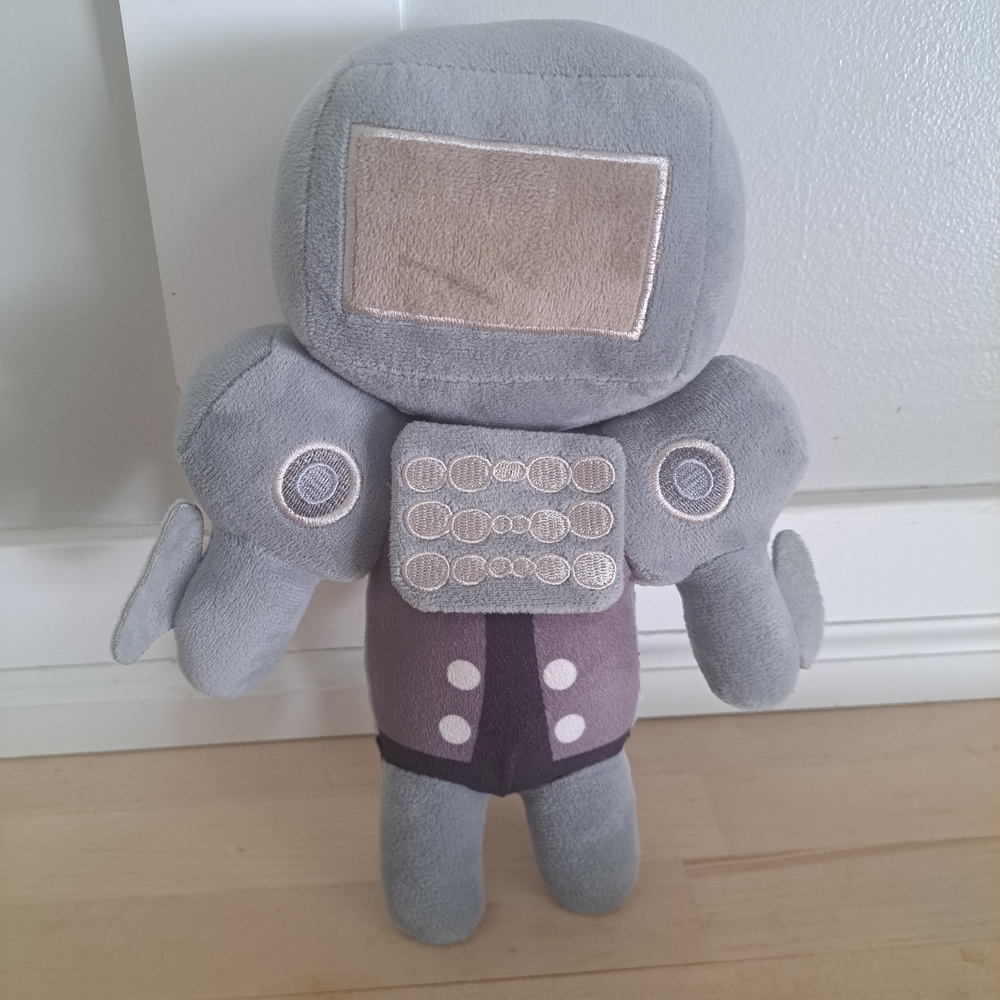 Skibidi Toilet Titan TV Man Plush – 11” Gray Robot Toy – YouTube Series